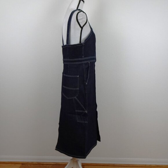 Lee Jeans Women's Overall Dress Blue Size L Denim Jumper Midi Preppy Schoolgirl - Picture 8 of 12